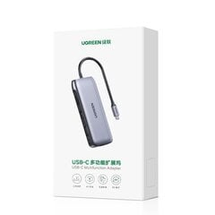 Ugreen multi-functional HUB 9in1 USB Type C - HDMI, DP, VGA, 2 x USB, RJ45 Ethernet, SD / TF card reader, USB Type C PD 100W gray (CM274) цена и информация | Адаптеры, USB-разветвители | pigu.lt