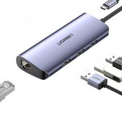 Ugreen multifunctional adapter HUB USB Type C - 3 x USB / Ethernet RJ-45 / micro USB gray (CM252) цена и информация | Адаптеры, USB-разветвители | pigu.lt