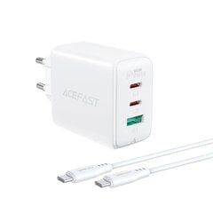 Acefast 2in1 charger 2x USB Type C / USB 65W, PD, QC 3.0, AFC, FCP (set with cable) white (A13 white) цена и информация | Зарядные устройства для телефонов | pigu.lt
