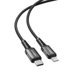 Кабель Acefast MFI USB Type C - Lightning 1.2м, 30Вт, 3А черный (C1-01 черный) цена и информация | Кабели для телефонов | pigu.lt