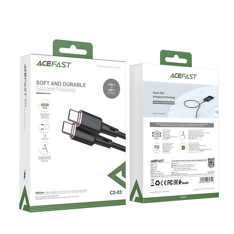 Acefast Cable USB-C kaina ir informacija | Laidai telefonams | pigu.lt