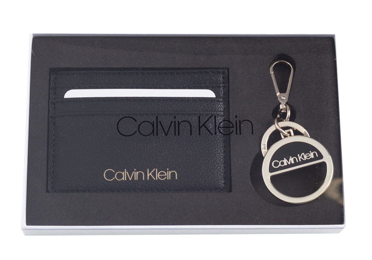 Dovanų rinkinys (piniginė + raktų pakabukas) Calvin Klein PREZENT HOOP SLG GIFTSET BLACK K60K606632 BAX 36477 kaina ir informacija | Piniginės, kortelių dėklai moterims | pigu.lt