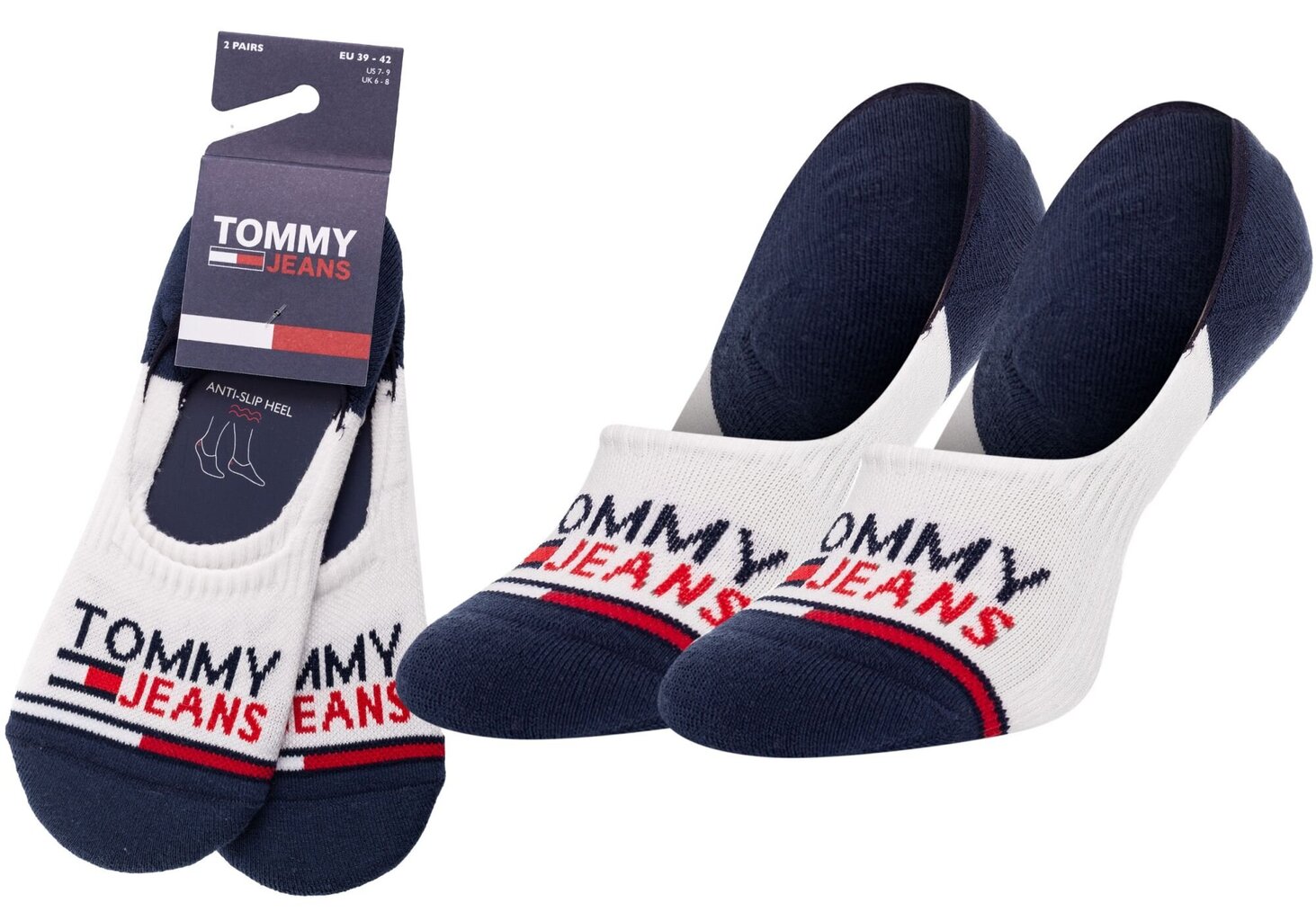 Носки-микроследки Tommy Hilfiger, 2 пары, белые, темно-синие, 100000403 001  17943, 43-46 цена | pigu.lt