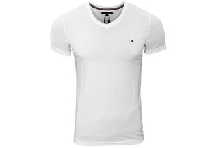Мужская футболка TOMMY HILFIGER CORE STRETCH SLIM VNECK TEE, белая MW0MW02045 100 цена и информация | Мужские футболки | pigu.lt