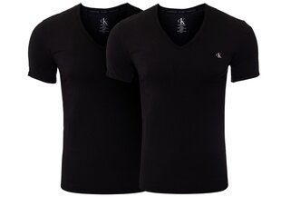 Vyriški marškinėliai Calvin Klein, S/S V NECK 2PK, 2 vnt., juodi NB2408A 001 18605 kaina ir informacija | Vyriški marškinėliai | pigu.lt