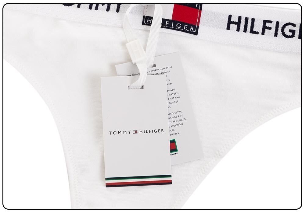 Moteriškos diržinės kelnaitės Tommy Hilfiger Thong WHITE UW0UW02198 YCD 25555 M kaina ir informacija | Kelnaitės | pigu.lt