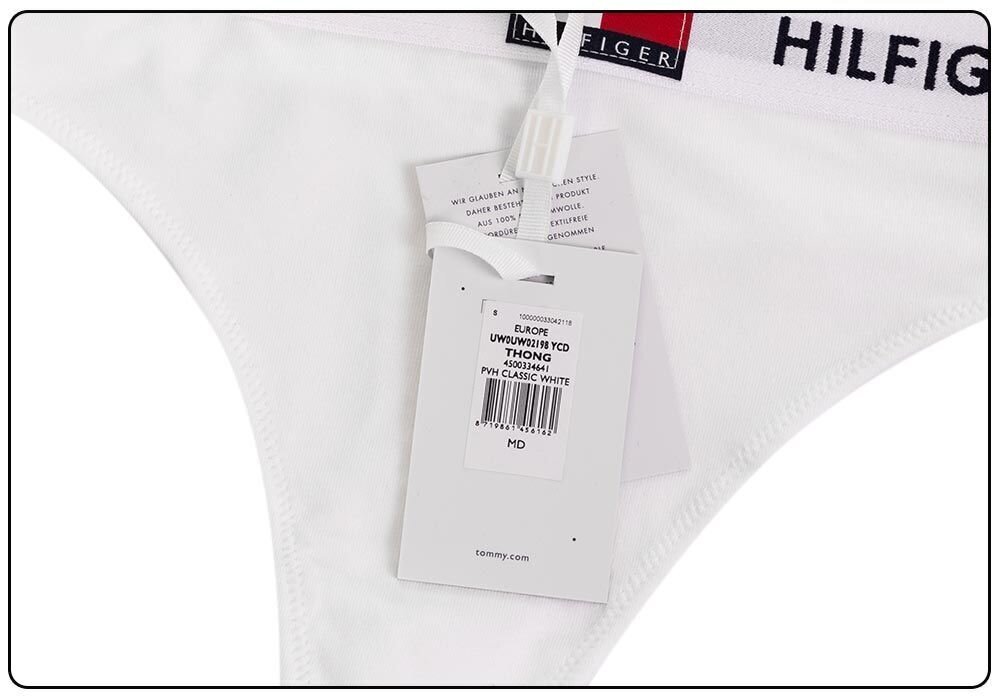 Moteriškos diržinės kelnaitės Tommy Hilfiger Thong WHITE UW0UW02198 YCD 25555 M kaina ir informacija | Kelnaitės | pigu.lt