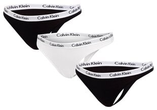 Женские трусики-стринги Calvin Klein, 3 пары, BLACK/WHITE QD3587E WZB 19885 цена и информация | Трусики | pigu.lt