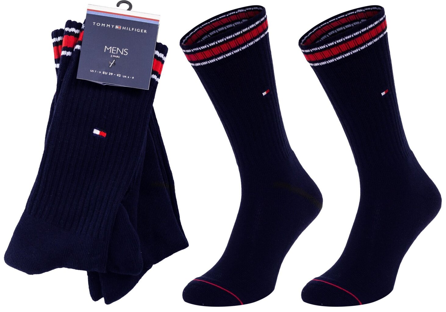 Vyriškos kojinės Tommy Hilfiger, 2 poros, tamsiai mėlynos, 372020001 322  23316, 39-42 kaina | pigu.lt