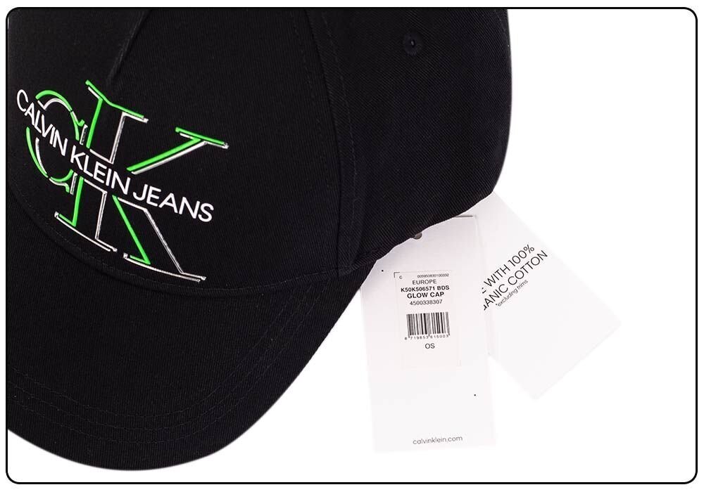 Vyriška kepuraitė Calvin Klein GLOW CAP JUODA K50K506571 BDS 36790 kaina ir informacija | Vyriški šalikai, kepurės, pirštinės | pigu.lt