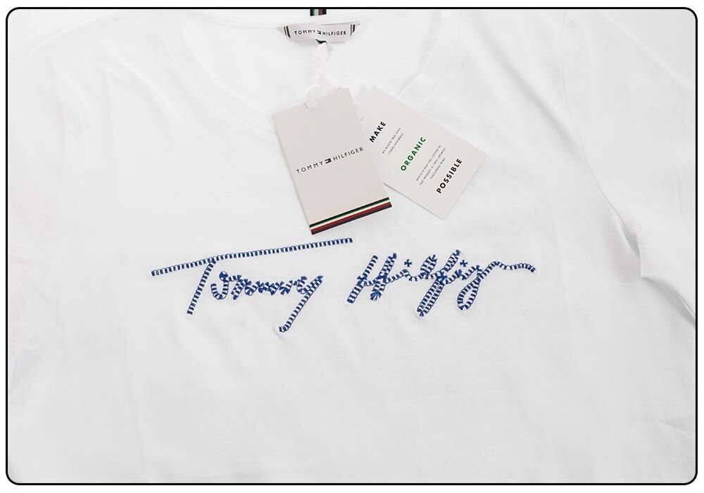 Moteriški marškinėliai Tommy Hilfiger REGULAR SCRIPT OPEN-NK TEE SS BALTI WW0WW29523 YBR 25592 XS kaina ir informacija | Marškinėliai moterims | pigu.lt