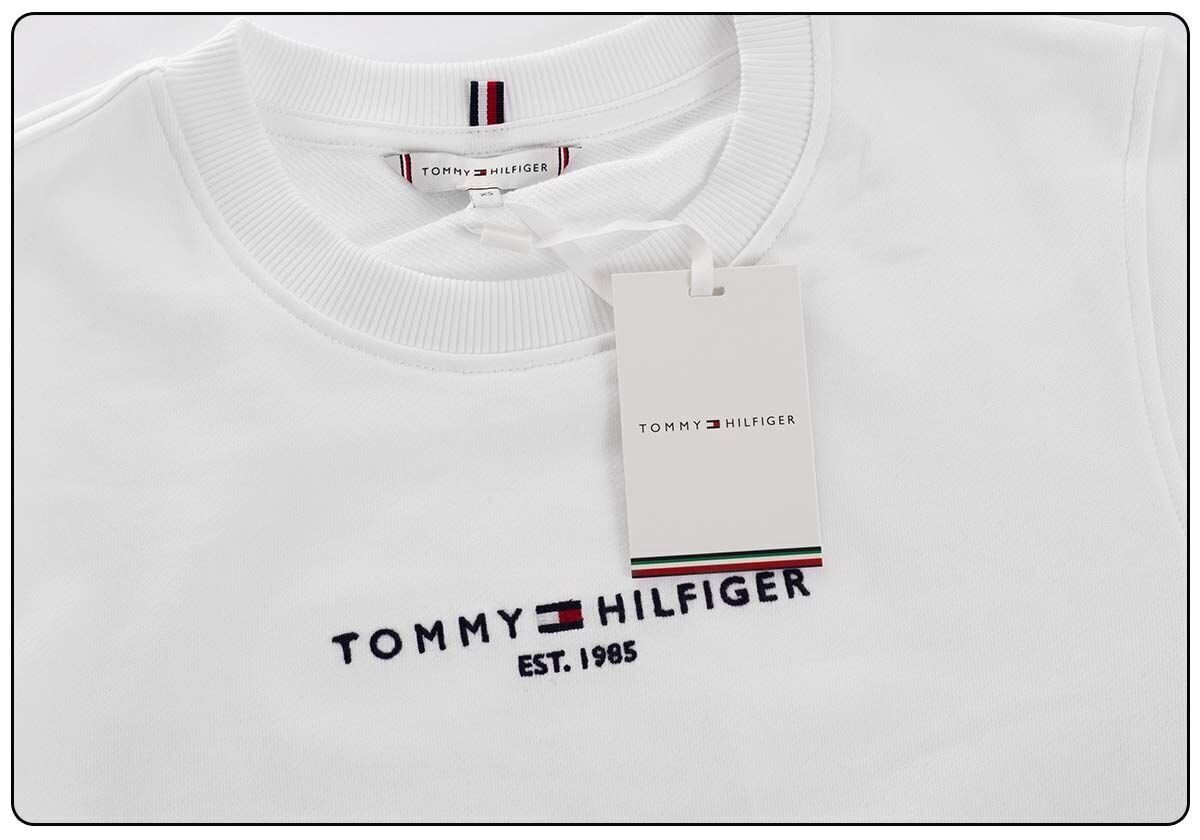 Moteriškas bluzonas Tommy Hilfiger TH ESS HILFIGER C-NK SWEATSHIRT BALTAS WW0WW28220 YBR 25586 XS kaina ir informacija | Megztiniai moterims | pigu.lt