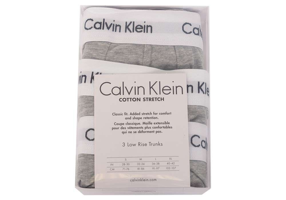 Vyriški bokseriai Calvin Klein LOW RISE TRUNK, 3 vnt. PILKOS U2664G KS0 25871 S kaina ir informacija | Trumpikės | pigu.lt