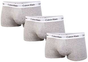 Боксеры мужские Calvin Klein LOW RISE TRUNK, 3 шт. GREY U2664G KS0 25871 цена и информация | Мужские трусы | pigu.lt