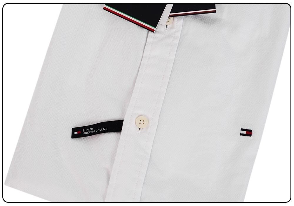 Marškiniai Tommy Hilfiger SLIM FLEX DOBBY SHIRT BALTI MW0MW17640 YBR 26577 S цена и информация | Vyriški marškiniai | pigu.lt
