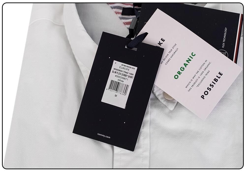 Marškiniai Tommy Hilfiger SLIM FLEX DOBBY SHIRT BALTI MW0MW17640 YBR 26577 S kaina ir informacija | Vyriški marškiniai | pigu.lt