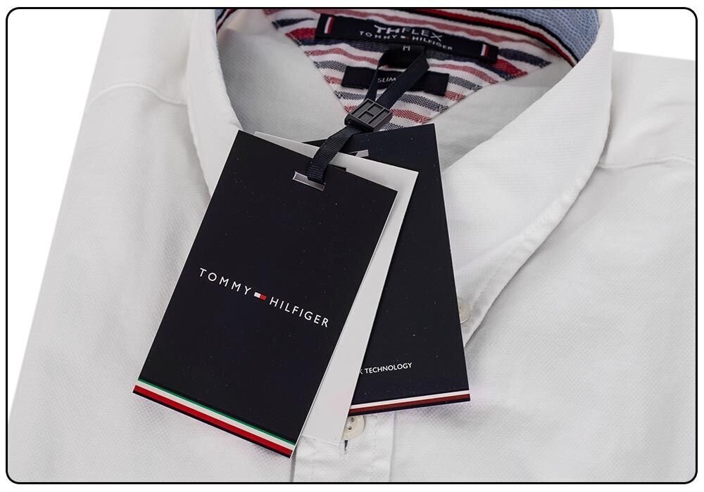 Marškiniai Tommy Hilfiger SLIM FLEX DOBBY SHIRT BALTI MW0MW17640 YBR 26577 S kaina ir informacija | Vyriški marškiniai | pigu.lt