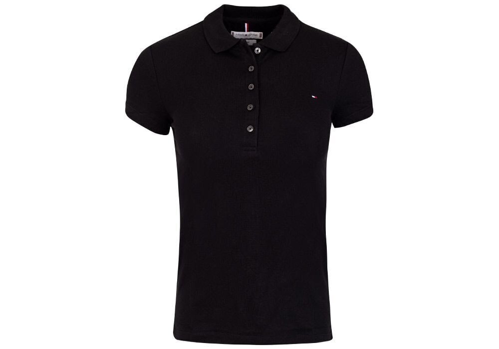 Marškinėliai-polo moteriški Tommy Hilfiger HERITAGE SHORT SLEEVE SLIM POLO BLACK 1M57636661 017 27143 XXS kaina ir informacija | Marškinėliai moterims | pigu.lt