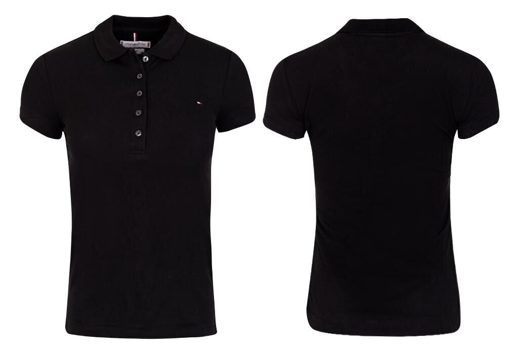 Marškinėliai-polo moteriški Tommy Hilfiger HERITAGE SHORT SLEEVE SLIM POLO BLACK 1M57636661 017 27143 XXS kaina ir informacija | Marškinėliai moterims | pigu.lt