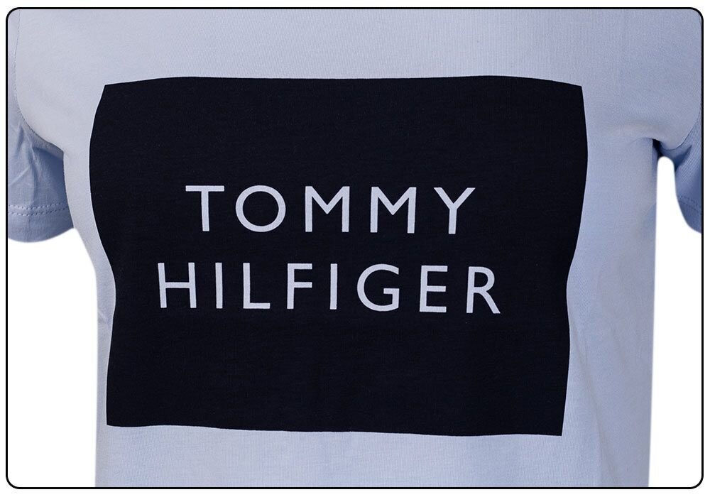 Moteriški marškinėliai Tommy Hilfiger T-SHIRT REGULAR TOMMY BOX C-NK GRAPHIC TEE SS LIGHT BLUE WW0WW30658 C1O 28881 kaina ir informacija | Marškinėliai moterims | pigu.lt