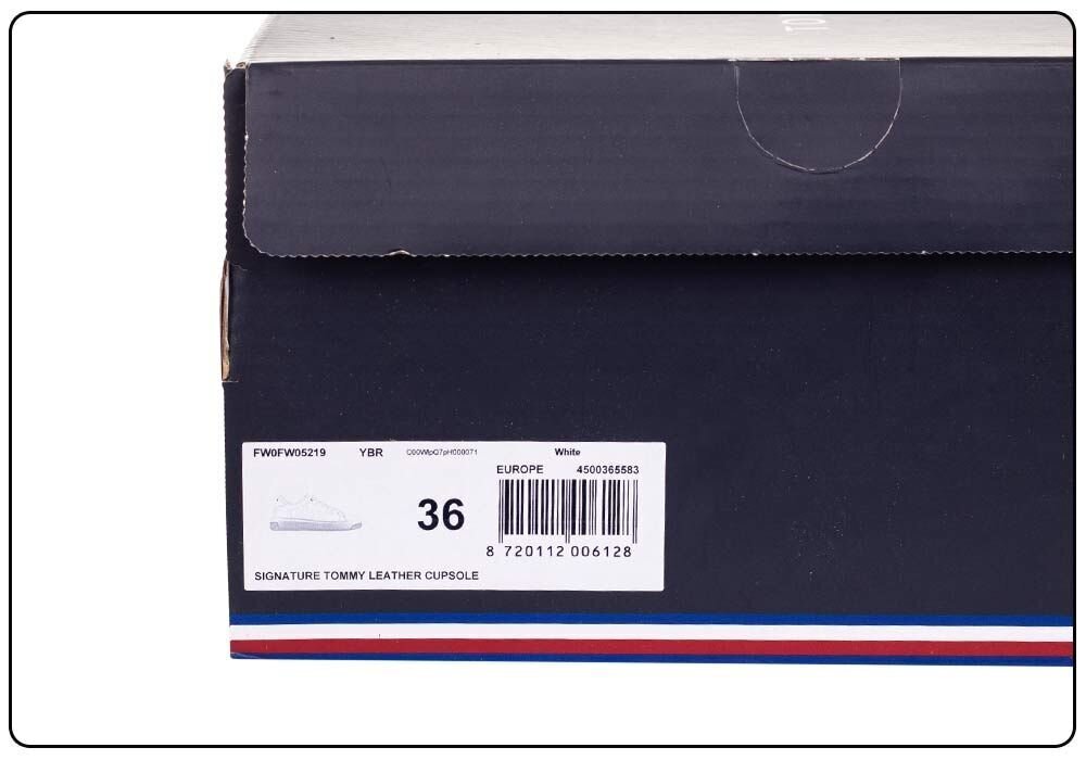 Moteriški sportbačiai TOMMMY HILFIGER SIGNATURE TOMMMY LEATHER CUPSOLE, balti FW0FW05219 YBR 31179 kaina ir informacija | Sportiniai bateliai, kedai moterims | pigu.lt