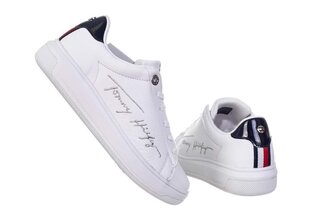 Moteriški sportbačiai TOMMMY HILFIGER SIGNATURE TOMMMY LEATHER CUPSOLE, balti FW0FW05219 YBR 31179 kaina ir informacija | Sportiniai bateliai, kedai moterims | pigu.lt