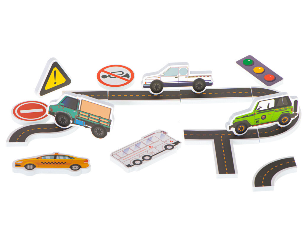 Vonios žaislai - kelio ženklai ir transporto priemonės kaina ir informacija | Žaislai kūdikiams | pigu.lt