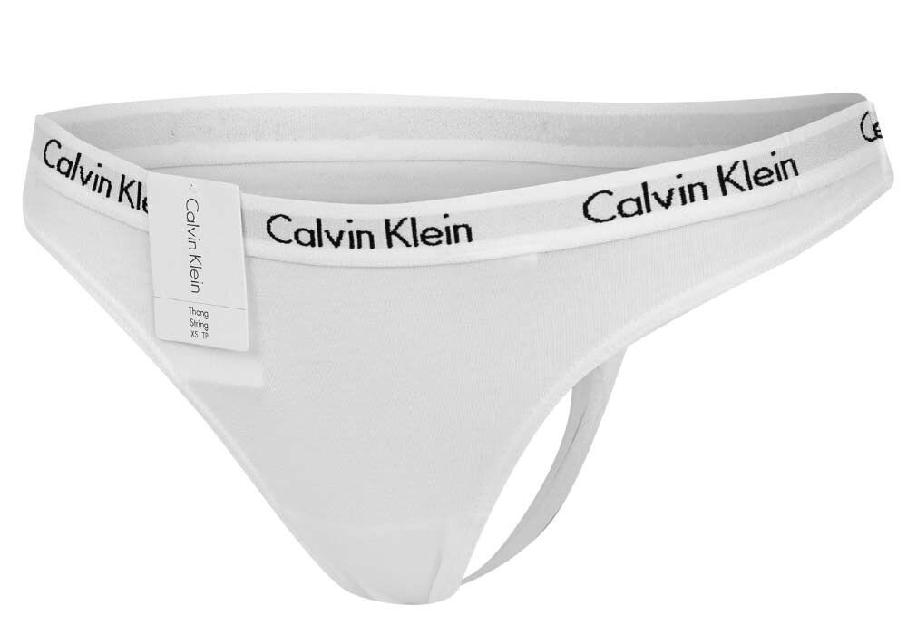 Moteriškos kelnaitės Calvin Klein THONG WHITE D1617E 100 30236 kaina ir informacija | Kelnaitės | pigu.lt