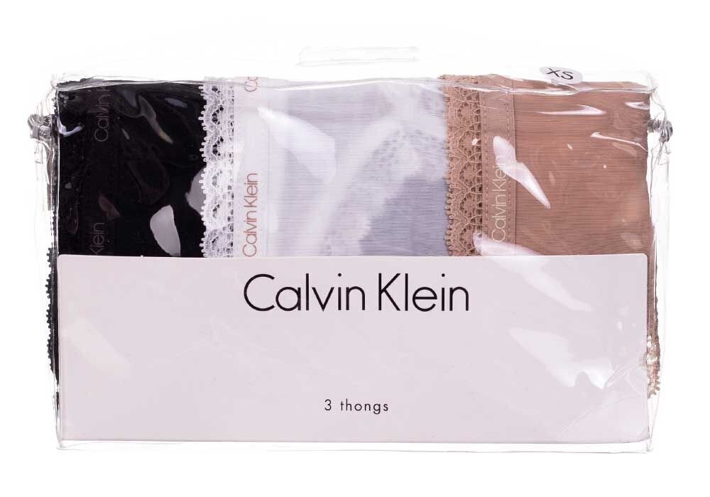 Calvin Klein moteriškos kelnaitės, 3 poros, juodos/baltos/smėlio spalvos QD3802E FIY 29693 kaina ir informacija | Kelnaitės | pigu.lt