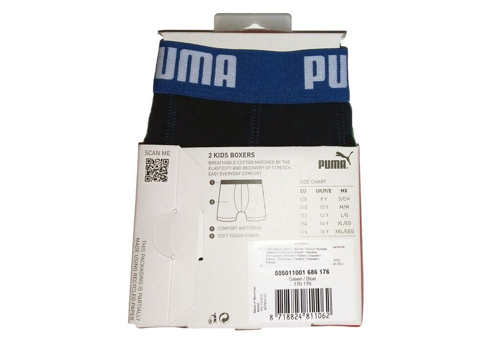 Vyriškos boksinukės Puma 2 PAK 907650 03 30091 kaina ir informacija | Apatiniai drabužiai berniukams | pigu.lt