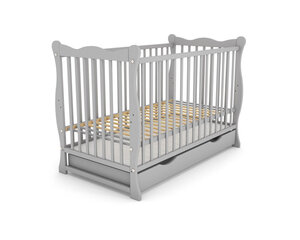 Kūdikių lovytė su stalčiumi Bobas Julia, 120x60 cm, pilka kaina ir informacija | Kūdikių lovytės | pigu.lt