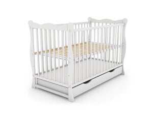 Kūdikių lovytė su stalčiumi Bobas Julia, 120x60 cm, balta kaina ir informacija | Kūdikių lovytės | pigu.lt