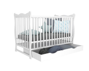 Kūdikių lovytė su stalčiumi Bobas Julia, 120x60 cm, balta kaina ir informacija | Kūdikių lovytės | pigu.lt