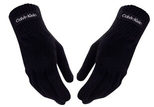 Мужские перчатки Calvin Klein осень/зима FELT PATCH KNITTED GLOVES BLACK K50K507424 BAX 36953 цена и информация | Мужские шарфы, шапки, перчатки | pigu.lt
