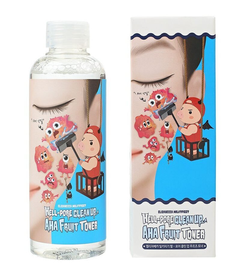 Veido tonikas Elizavecca Milky Piggy Hell-Pore Clean Up AHA Fruit Toner, 200ml kaina ir informacija | Veido prausikliai, valikliai | pigu.lt