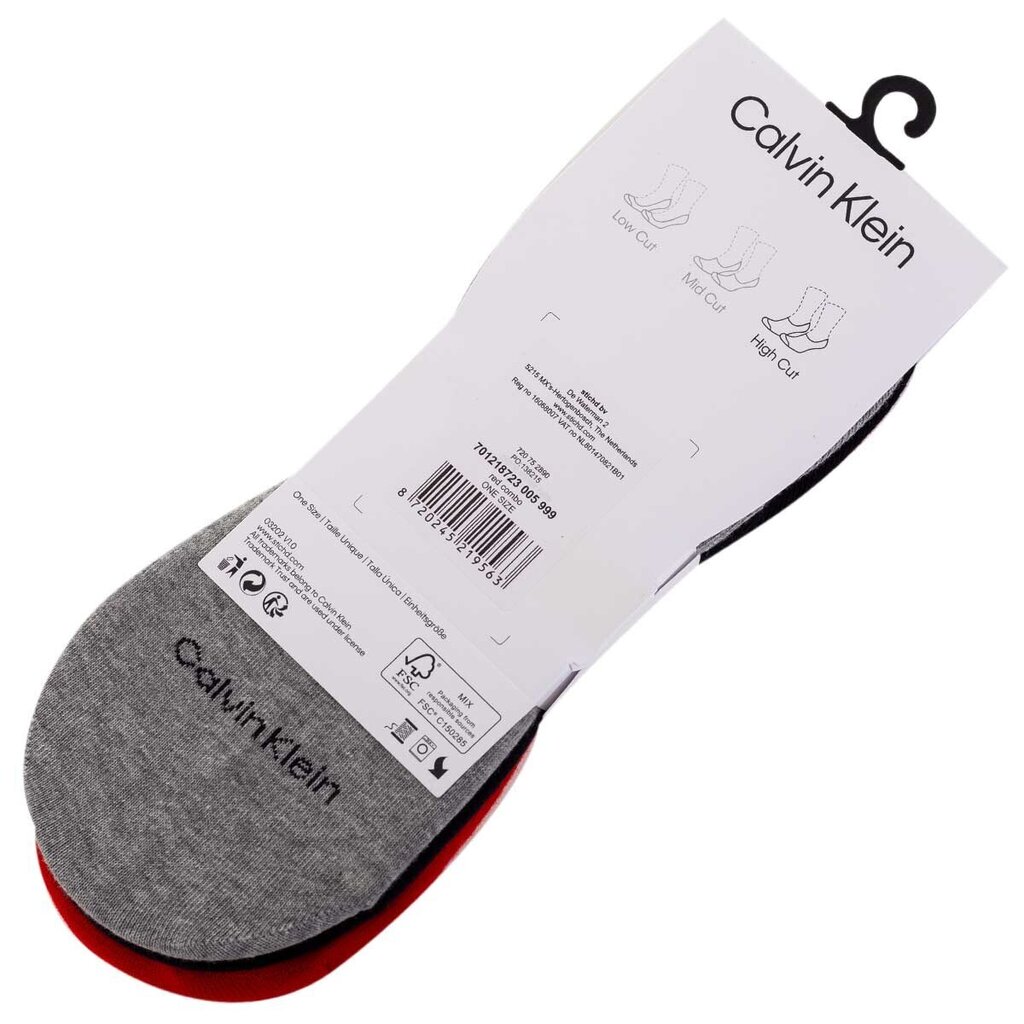 Vyriškos kojinės Calvin Klein, 3 poros, juodos/raudonos/pilkos, 701218723 005 40349 kaina ir informacija | Vyriškos kojinės | pigu.lt