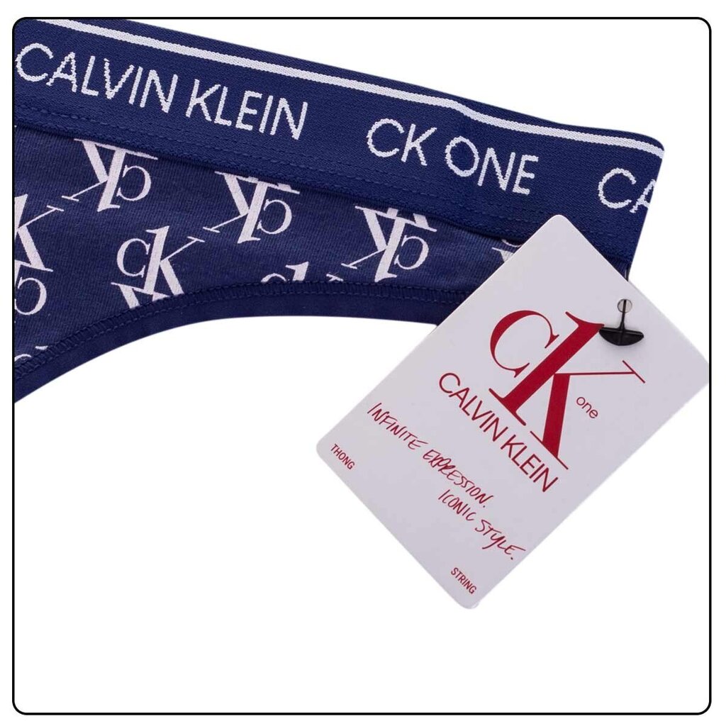 Moteriškos kelnaitės - stringai Calvin Klein THONG (AVERAGE), mėlynos 000QF5733E X00 40709 kaina ir informacija | Kelnaitės | pigu.lt