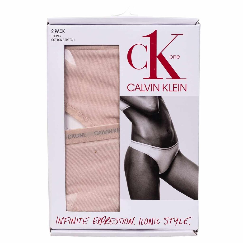 Moteriškos kelnaitės-stringai CALVIN KLEIN, 2 poros, pilkos 000QD3788E W5I 40621 kaina ir informacija | Kelnaitės | pigu.lt