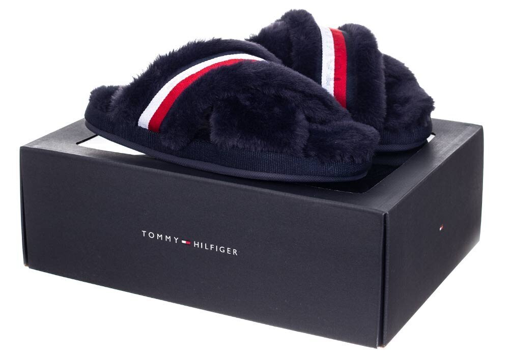 Moteriškos šlepetės Tommy Hilfiger OMMY FURRY HOME SLIPPER, tamsiai mėlynos FW0FW06314 0GY 40402 kaina ir informacija | Šlepetės moterims | pigu.lt