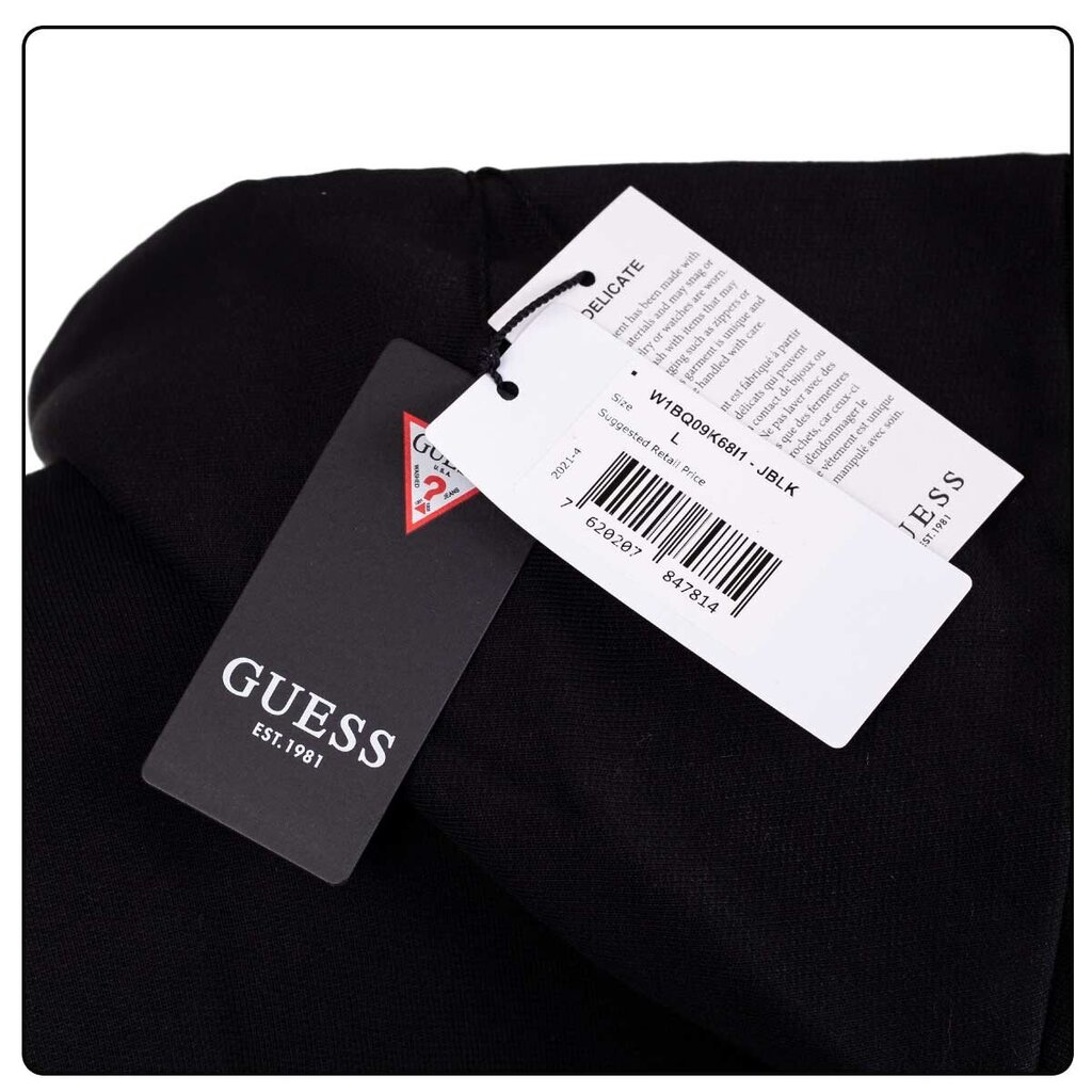 Moteriškas bluzonas Guess ICONIC HOOD, juodas W1BQ09K68I1 JBLK 40138 цена и информация | Megztiniai moterims | pigu.lt