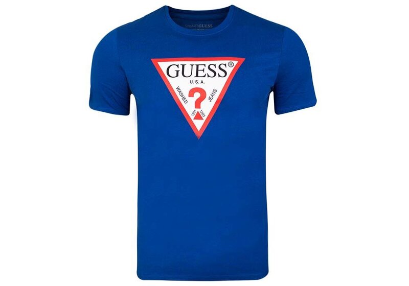 guess blue striped shirt