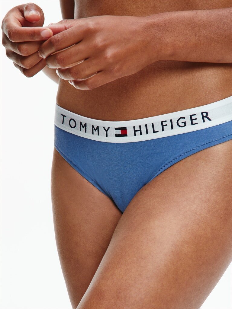 Moteriškos kelnaitės - stringai Tommy Hilfiger THONG, mėlynos UW0UW01555 C4Q 41267 kaina ir informacija | Kelnaitės | pigu.lt