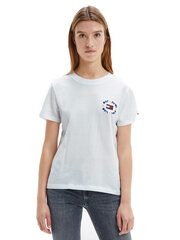 Moteriški marškinėliai Tommy Hilfiger T-SHIRT TJW REGULAR FLORAL BADGE TEE, balta DW0DW11283 YBR 40855 XXS kaina ir informacija | Marškinėliai moterims | pigu.lt