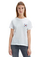 Moteriški marškinėliai Tommy Hilfiger T-SHIRT TJW REGULAR FLORAL BADGE TEE, balta DW0DW11283 YBR 40855 XXS