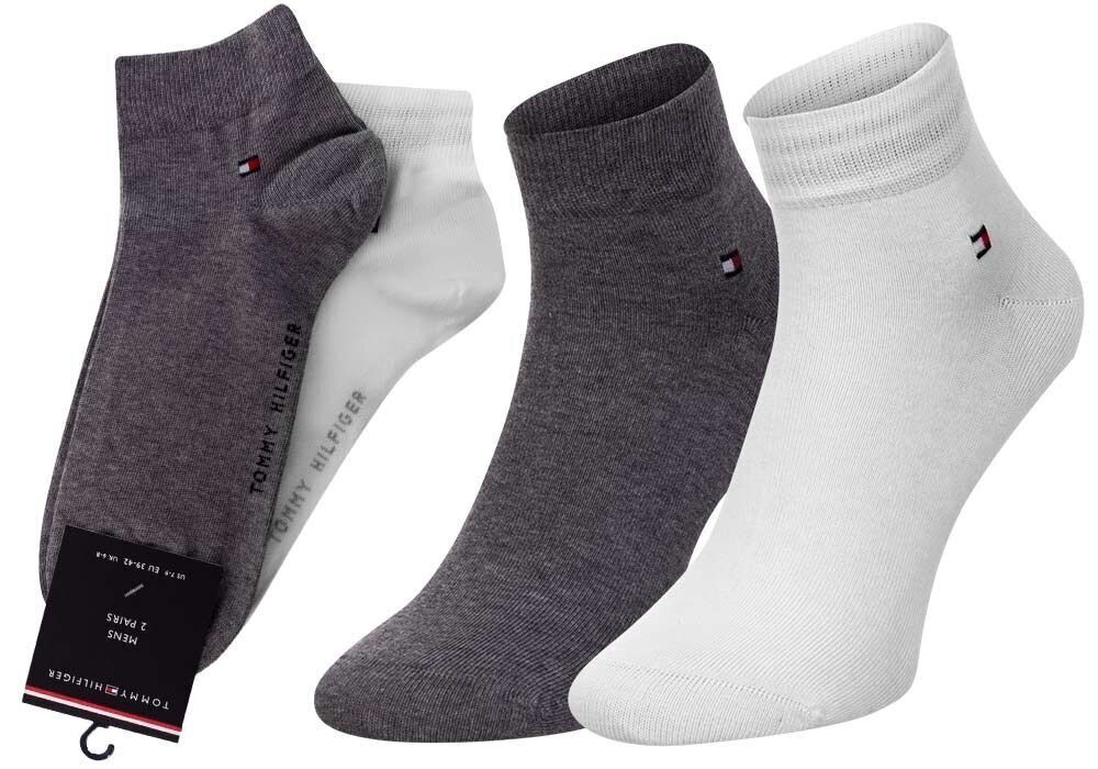 Vyriškos kojinės TOMMY HILFIGER, 2 pora, baltos/pilkos spalvos, 40962 kaina ir informacija | Vyriškos kojinės | pigu.lt