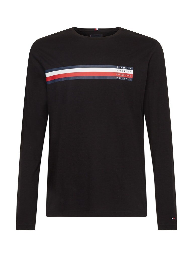 Vyriški marškinėliai Tommy Hilfiger LICED BAR LONG SLEEVE TEE, juodos spalvos MW0MW20166 BDS 41092 L цена и информация | Vyriški marškinėliai | pigu.lt