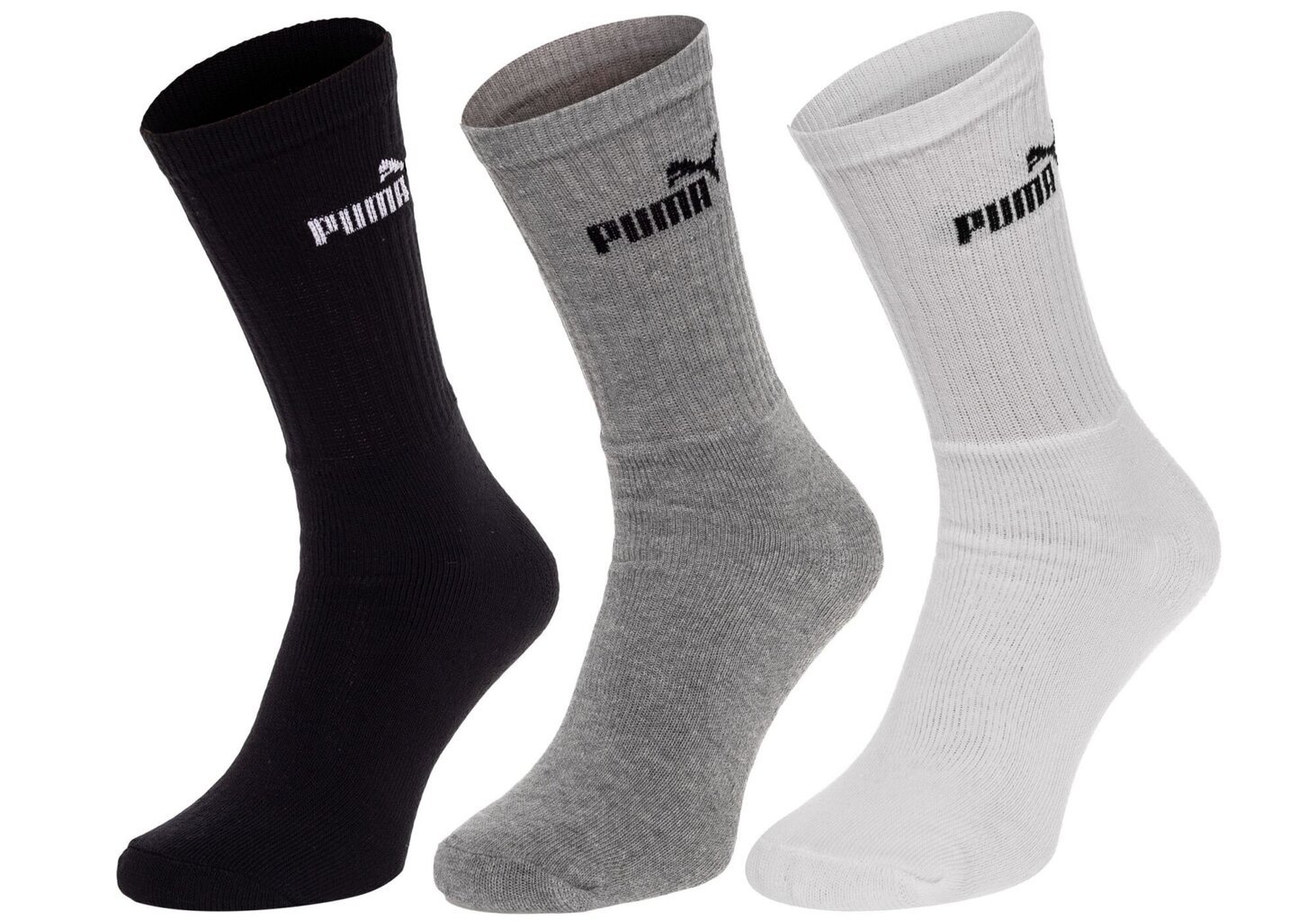 Vyriškos kojinės Puma 3 poros, juodos / pilkos / baltos 883296 10 41066 цена и информация | Vyriškos kojinės | pigu.lt