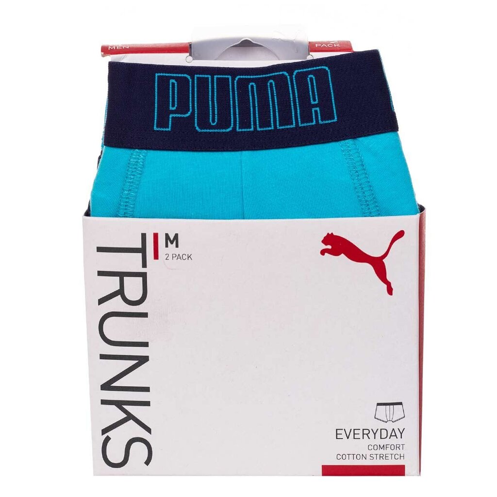 Vyriški bokseriai PUMA TRUNKS, 2 poros, mėlynos/tamsiai mėlynos, 935015 05 41721 S kaina ir informacija | Trumpikės | pigu.lt