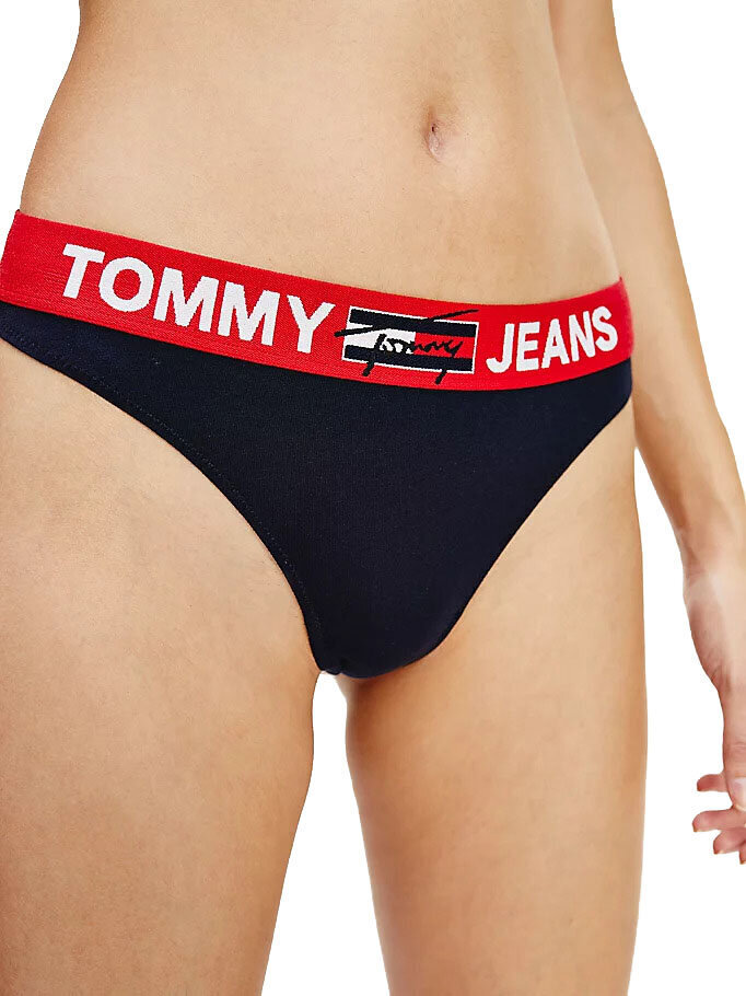 Moteriškos kelnaitės - siaurikės Tommy Hilfiger Thong, tamsiai mėlynos, UW0UW02823 DW5 42213 L kaina ir informacija | Kelnaitės | pigu.lt