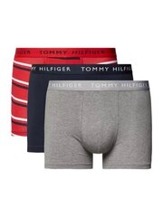 Vyriški trumpikės Tommy Hilfiger 3P TRUNK PRINT raudonos/pilkos/tamsiai mėlynos UM0UM02325 0AH 42343 L kaina ir informacija | Trumpikės | pigu.lt